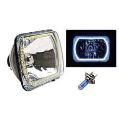 (1) 7X6 White SMD LED Halo Angel Eye Headlight 55/60W Xenon Halogen Light Bulb