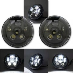 7" Black Projector HID 6500K  White LED Octane Headlight Lamp Light Pair