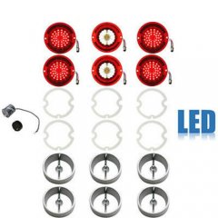 63 Chevy Impala LED Tail & Back Up Light  Lenses w/ Gaskets, Trim & Flasher Set