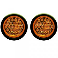 (2) 4" Round Work Truck Trailer Rv Brake Tail Park Turn Signal Lights Amber Led