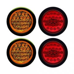 4" Round LED Flush Mount Brake Tail Light Turn Signal Red & Amber Trailer Lights