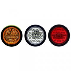 4" Round Brake Tail Light Turn Signal Reverse Red Amber White Led Light 3pc-Set