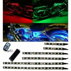 6Pc RGB 72-LED Motorcycle Lighting Blue/Red/Green Neon Glow Light Strips Set Kit