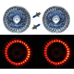 5-3/4" Halogen Red LED Ring Halo Angel Eyes Projector Headlight Light Bulb Pair