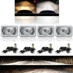 4X6 4000Lm LED Semi Sealed Stock Glass H4 Headlight Headlamp Light Bulb Set