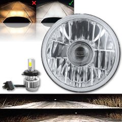 7" H4 SMD 360° LED Light Bulb Crystal Projector Headlight Harley Motorcycle