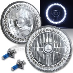 7" Halogen White Sc LED Halo Ring Angel Eye Headlight Headlamp Light Bulb Pair