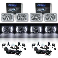 4X6" White LED Halo Angel Eye Headlight 6K 6000K HID Headlamp Light Bulbs Set