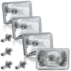 4X6" Halogen Semi Sealed Stock Glass H4 Headlight Headlamp Light Bulbs Set 60/55