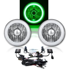 5-3/4" Green LED COB SMD Halo Angel Eye 6000K 6K HID Light Bulbs Headlights Pair