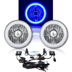 5-3/4" Blue LED COB SMD Halo Angel Eye 6000K 6K HID Light Bulbs Headlights Pair