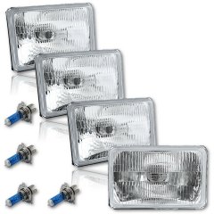 4X6" Halogen Semi Sealed Stock Glass H4 Headlight Headlamp Light Bulb Set 60/55W