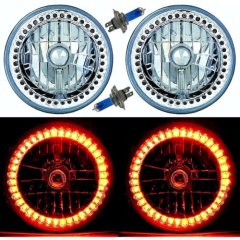 7" Halogen Amber Sc LED Halo Ring Angel Eye Headlight Headlamp Light Bulb Pair