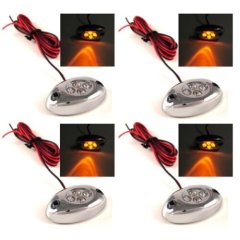 4 Orange Amber LED Chrome Module Motorcycle Car Truck Neon Under Glow Light Pods