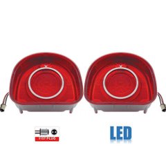 68 Chevy Bel Air & Biscayne Red LED Tail Brake Turn Signal Light Lens Trim Pair