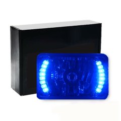(1) 4X6" Blue LED Halo Drl Halogen Headlight Headlamp Light Bulbs Crystal Clear