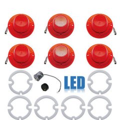 62 Chevy Impala LED Tail & Back Up Light  Lenses w/ Gaskets & Flasher Set of 6