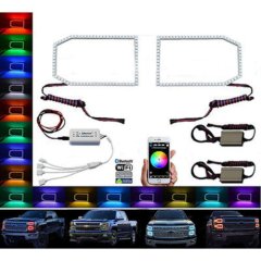 14-16 Chevy Silverado Multi-Color LED Lower Headlight Halo Ring BLUETOOTH Set