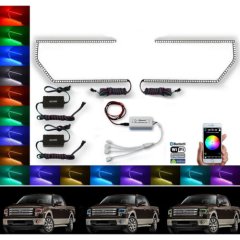 13-14 Ford F-150 Multi-Color Changing LED RGB Headlight Halo Ring BLUETOOTH Set