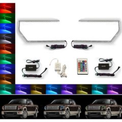 13-14 Ford F-150 Multi-Color Changing Shift LED RGB Headlight Halo Ring Set