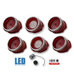 65 Chevy Impala Caprice LH & RH Red LED Tail & Back Up Light Lens & FLasher Set