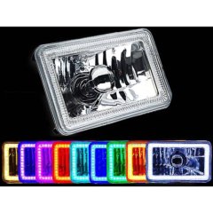 (1) 4X6 Color Change RGB SMD LED Halo Angel Eye Headlight 60W Halogen Light Bulb