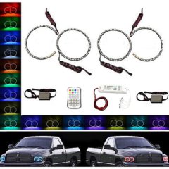 Multi-Color Changing LED RGB Headlamp Halo Ring M7 Set For 02-05 Dodge Ram Sport