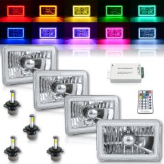 4X6" RF Color Change RGB SMD Halo Angel Eye Headlight 4000Lm LED Light Bulbs Set