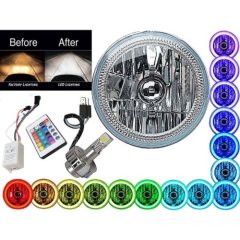 5-3/4" IR RGB SMD Color Change Halo Angel Eye H4 6000K LED Motorcycle Headlight