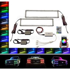 88-98 Chevy GMC Truck Color Changing LED RGB Lower Headlight Halo Ring BLUETOOTH