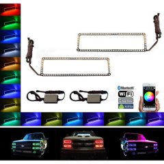 88-98 Chevy GMC Truck Color Changing LED RGB Upper Headlight Halo Ring BLUETOOTH