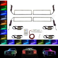 88-98 Chevy GMC Truck Multi-Color Changing LED Shift RGB Headlight Halo Ring Set