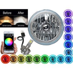 5-3/4" Bluetooth RGB SMD Color Change Halo Angel Eye H4 LED Motorcycle Headlight