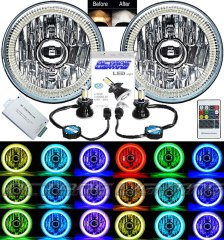 5-3/4 RF RGB SMD Multi-Color Change Halo Angel Eye Shift H4 LED Headlights Pair