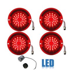 63 Chevy Impala Bel Air Biscayne Red LED Tail Light Lens & Flasher Set of 4