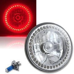 (1)7" H6024/6014 Red LED Angel Eye Ring Halo Headlight Blinker Turn Signal Light