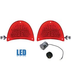 57 1957 Chevy Bel Air 210 150 Red LED Tail Brake Light Lamp Lens Pair & Flasher