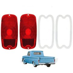 60 61 62 63 64 65 66 Chevy GMC Fleetside Truck Tail Light Lenses & Gaskets Pair