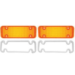 71-72 Chevy & GMC Pickup Truck Amber Park Parking Light Lamp Lens & Gasket Pair