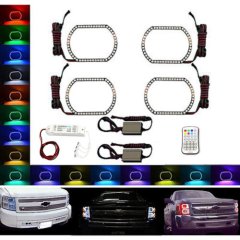07-14 Chevy Silverado Multi-Color Changing LED RGB Headlight Halo Ring M7 Set