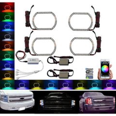 07-14 Chevy Silverado Multi-Color LED RGB Headlight Halo Ring BLUETOOTH Set