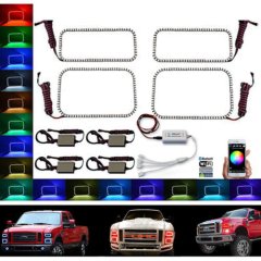 08-10 Ford F-250 Multi-Color Changing LED RGB Headlight Halo Rings BLUETOOTH Set