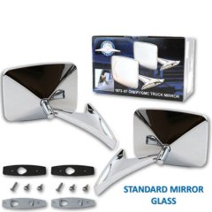 73-91 GMC Truck Chrome Outside Rectangle Square Rear View Door Mirrors Pair