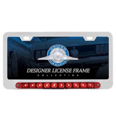 License Plate Frame w/ 10 Red LED 9" Flush Mount Running Turn Signal Tail Light
