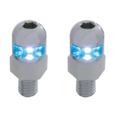 Blue LED Light License Plate Frame Dashboard Console Fastener Screws Bolt Pair