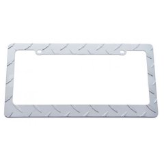 Chrome Diamond Plate Metal Two Hole Car Truck Universal License Frame