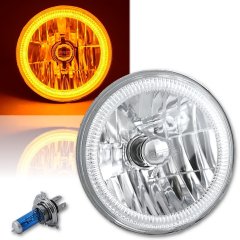 7" Inch Amber COB SMD LED Motorcycle Crystal Clear Halo Headlight Fits: Harley