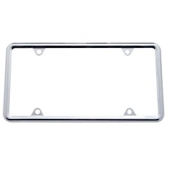 Chrome Silver Steel 1/2" Wide Plain 4 Hole License Plate Trim Frame