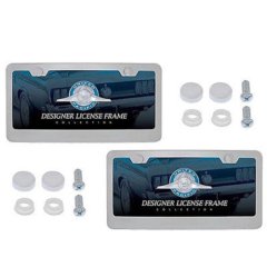 Chrome Metal Two Hole Car Truck Universal License Plate Frame Pair w/ Screws Kit