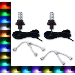 9007 HB5 27 SMD RGB Multi-Color Changing Shift Led DRL Fog Light Bulb Nc Pair